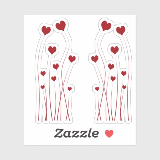 Modern Romantic Red Love Hearts Sticker (Vel)