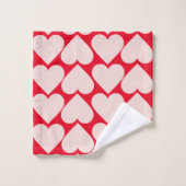 Modern Romantic Red & Roze Hearts Patroon Bad Handdoek (Wasdoekje)