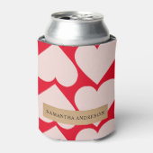 Modern Romantic Red & Roze Hearts Patroon Blikjeskoeler (Blikje Voorkant)