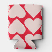 Modern Romantic Red & Roze Hearts Patroon Blikjeskoeler (Achterkant)