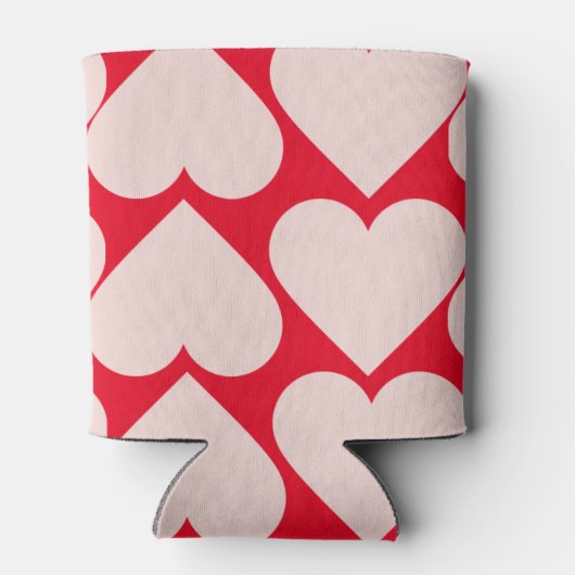 Modern Romantic Red & Roze Hearts Patroon Blikjeskoeler (Achterkant)