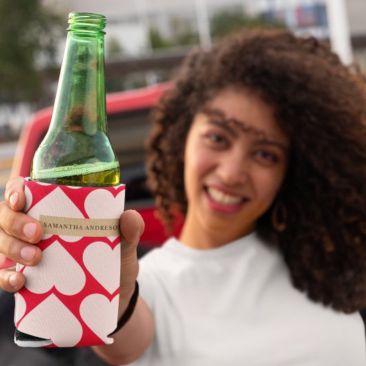 Modern Romantic Red & Roze Hearts Patroon Blikjeskoeler