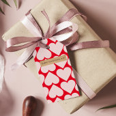 Modern Romantic Red & Roze Hearts Patroon Cadeaulabel