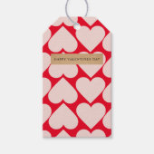 Modern Romantic Red & Roze Hearts Patroon Cadeaulabel (Voorkant)