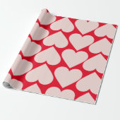Modern Romantic Red & Roze Hearts Patroon Cadeaupapier (Uitgerold)