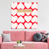 Modern Romantic Red & Roze Hearts Patroon Canvas Afdruk (Insitu (Woonkamer))