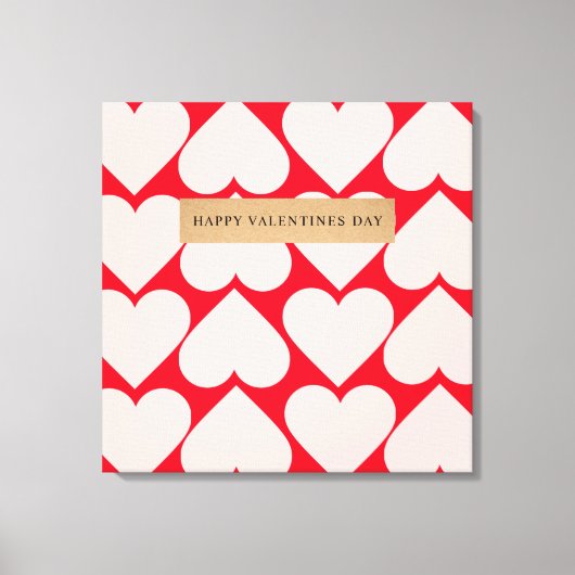 Modern Romantic Red & Roze Hearts Patroon Canvas Afdruk (Voorkant)