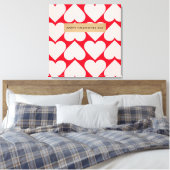 Modern Romantic Red & Roze Hearts Patroon Canvas Afdruk (Insitu (Slaapkamer))