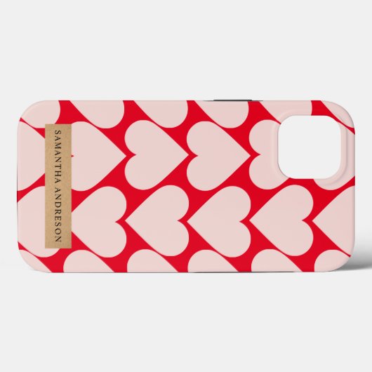 Modern Romantic Red & Roze Hearts Patroon Case-Mate iPhone Case (Achterkant (horizontaal))