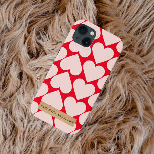 Modern Romantic Red & Roze Hearts Patroon Case-Mate iPhone Case