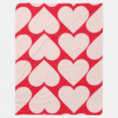 Modern Romantic Red & Roze Hearts Patroon Fleece Deken (Voorkant)
