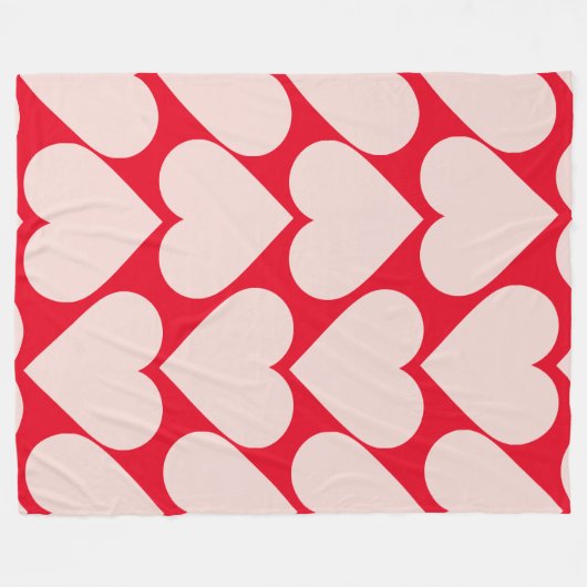 Modern Romantic Red & Roze Hearts Patroon Fleece Deken (Voorkant (Horizontaal))