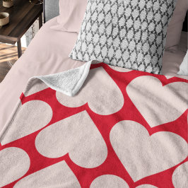 Modern Romantic Red & Roze Hearts Patroon Fleece Deken