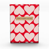 Modern Romantic Red & Roze Hearts Patroon Fotoblokken (Voorkant)