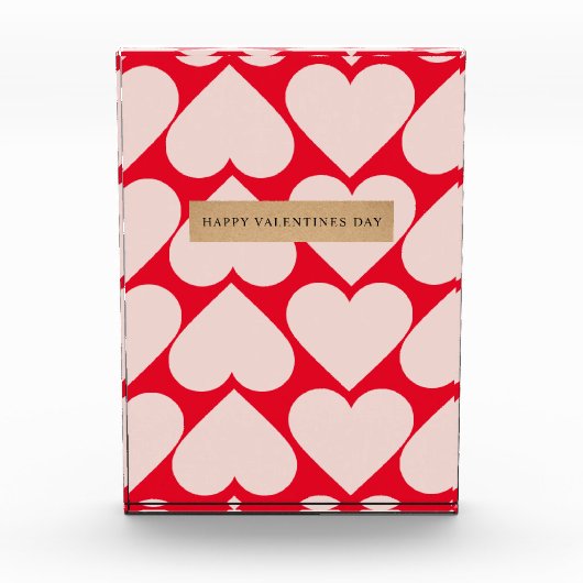 Modern Romantic Red & Roze Hearts Patroon Fotoblokken (Voorkant)