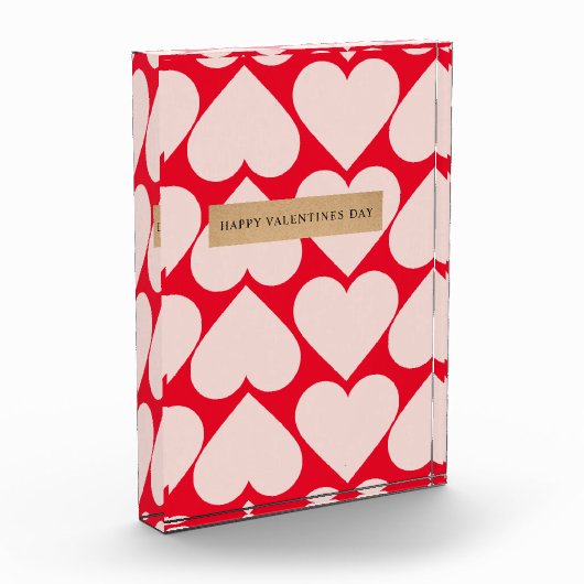 Modern Romantic Red & Roze Hearts Patroon Fotoblokken (Links)