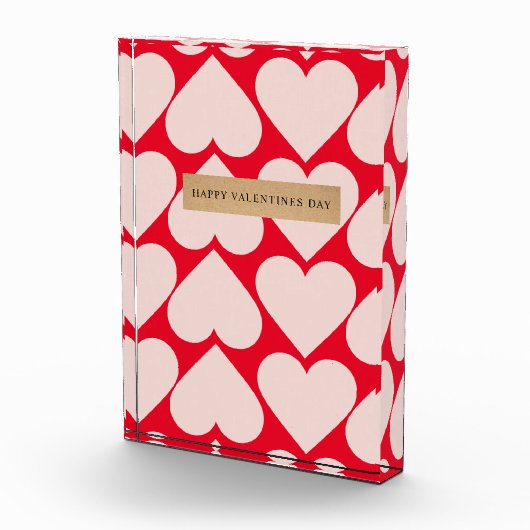 Modern Romantic Red & Roze Hearts Patroon Fotoblokken (Rechts)