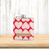 Modern Romantic Red & Roze Hearts Patroon Heupfles