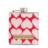 Modern Romantic Red & Roze Hearts Patroon Heupfles (Voorkant)