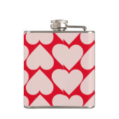 Modern Romantic Red & Roze Hearts Patroon Heupfles (Achterkant)