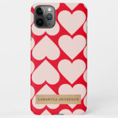 Modern Romantic Red & Roze Hearts Patroon iPhone Hoesje (Achterkant)