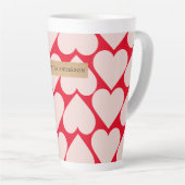 Modern Romantic Red & Roze Hearts Patroon Latte Mok (Rechterhoek)
