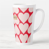 Modern Romantic Red & Roze Hearts Patroon Latte Mok (Rechts)