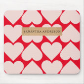 Modern Romantic Red & Roze Hearts Patroon Muismat (Voorkant)