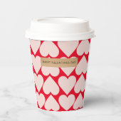 Modern Romantic Red & Roze Hearts Patroon Papieren Bekers (Voorkant)