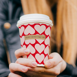 Modern Romantic Red & Roze Hearts Patroon Papieren Bekers