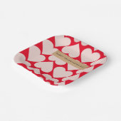 Modern Romantic Red & Roze Hearts Patroon Papieren Bordje (Gebogen)