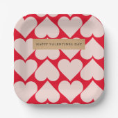 Modern Romantic Red & Roze Hearts Patroon Papieren Bordje (Voorkant)