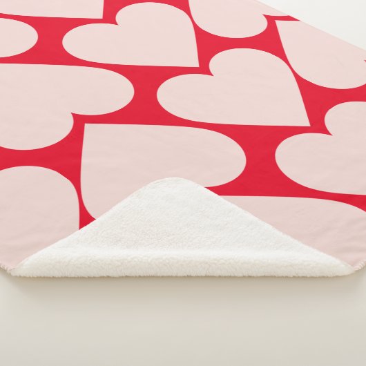 Modern Romantic Red & Roze Hearts Patroon Sherpa Deken (3/4)