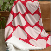 Modern Romantic Red & Roze Hearts Patroon Sherpa Deken