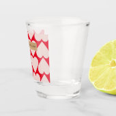 Modern Romantic Red & Roze Hearts Patroon Shot Glas (Rechts)