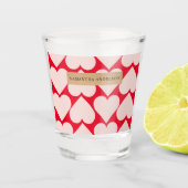 Modern Romantic Red & Roze Hearts Patroon Shot Glas (Voorkant)