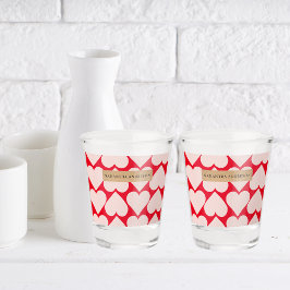 Modern Romantic Red & Roze Hearts Patroon Shot Glas