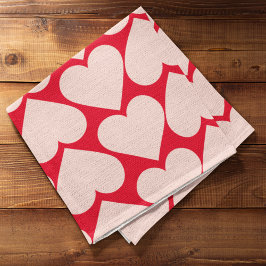 Modern Romantic Red & Roze Hearts Patroon Theedoek