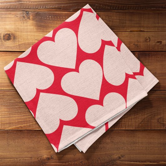 Modern Romantic Red & Roze Hearts Patroon Theedoek