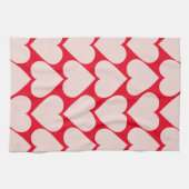 Modern Romantic Red & Roze Hearts Patroon Theedoek (Horizontaal)