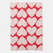 Modern Romantic Red & Roze Hearts Patroon Theedoek (Verticaal)