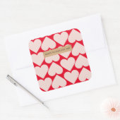 Modern Romantic Red & Roze Hearts Patroon Vierkante Sticker (Envelop)
