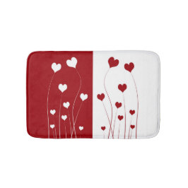 Modern Romantic Red White Love Hearts Badmat