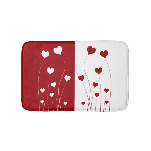 Modern Romantic Red White Love Hearts Badmat (Voorkant)