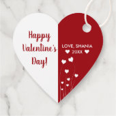 Modern Romantic Red White Love Hearts Bedankjes Labels (Achterkant)