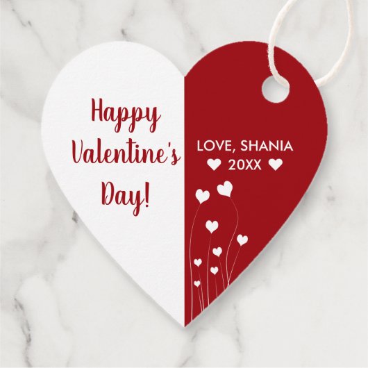 Modern Romantic Red White Love Hearts Bedankjes Labels (Achterkant)