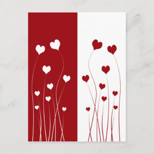 Modern Romantic Red White Love Hearts Briefkaart