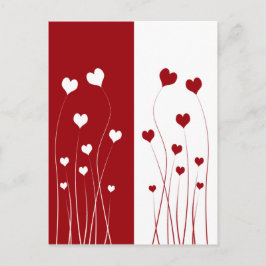 Modern Romantic Red White Love Hearts Briefkaart