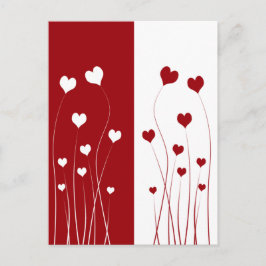 Modern Romantic Red White Love Hearts Briefkaart