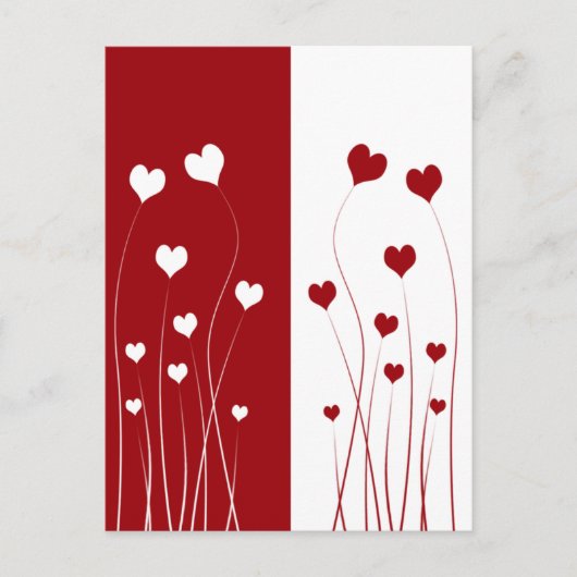 Modern Romantic Red White Love Hearts Briefkaart (Voorkant)